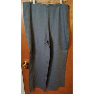 Boden size 18R blue 100% linen wide leg pants side zip flat front